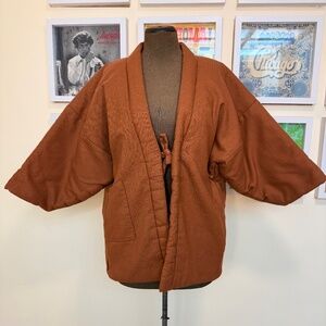 🤎 Vintage 70s Rust Quilted Kimono-Style Jacket / Haori 🤎